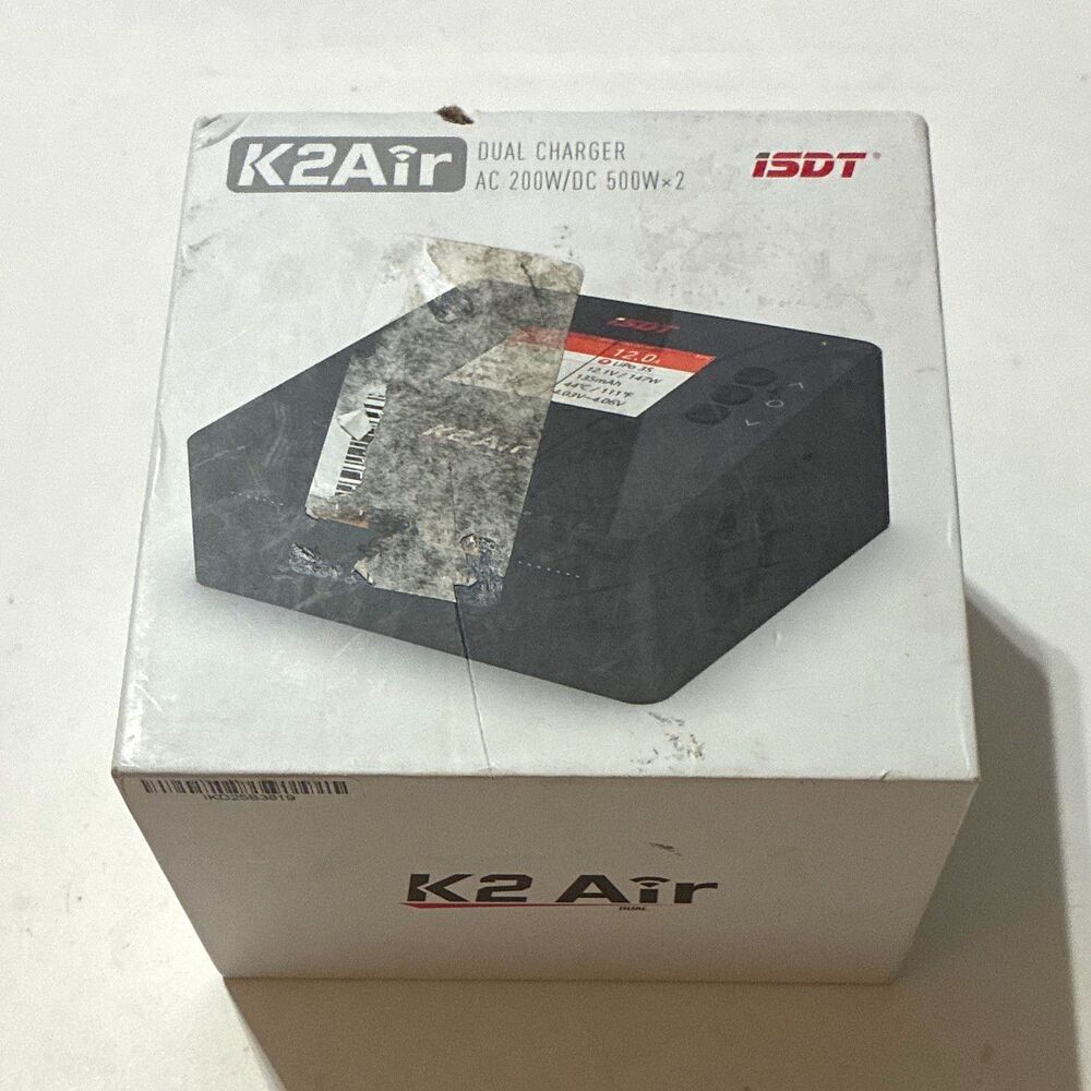 ISDT K2 Air Dual Charger Powers On Untested Charging Case Damage Box Manual